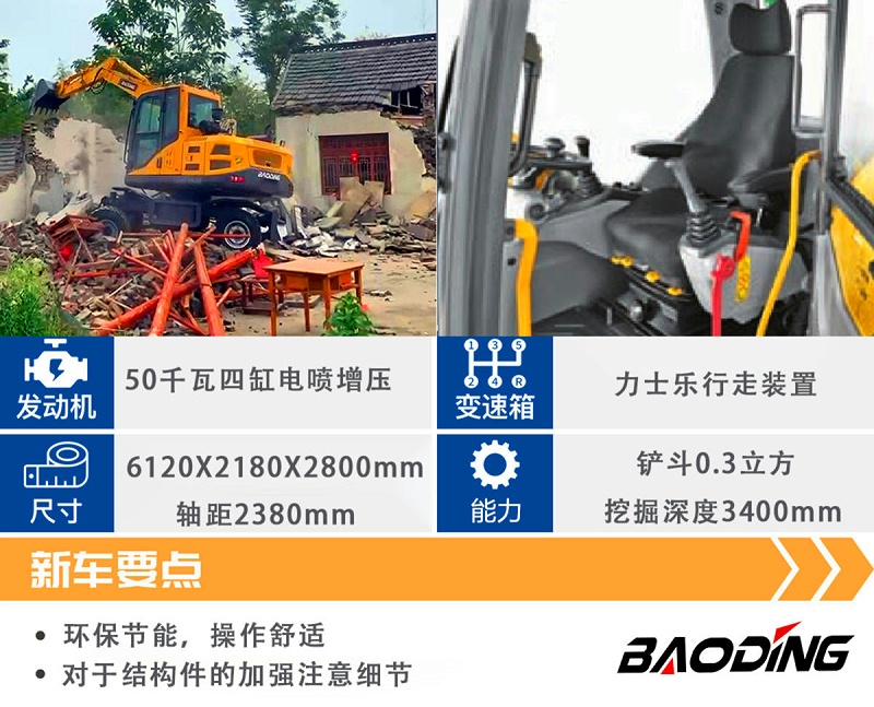 寶鼎BD80W小型輪式挖掘機(jī)